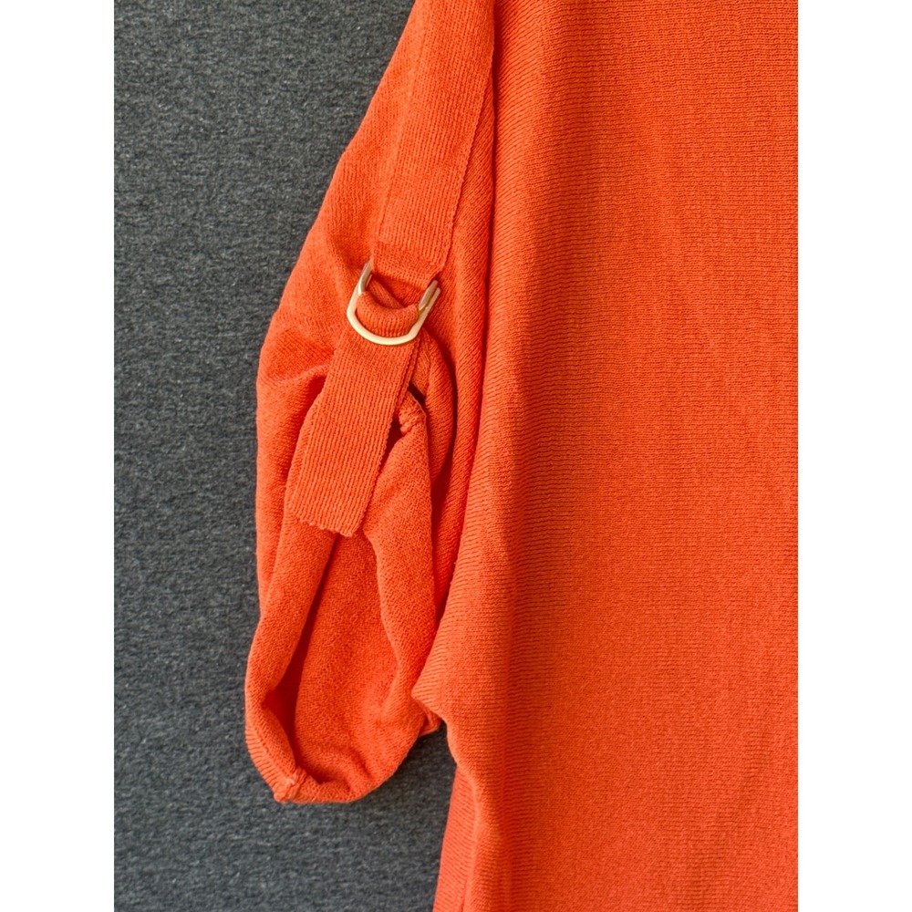 Joseph Ribkoff Orange Dolman Sleeve D-Ring Knit Top Crew Neck Size M preppy - Picture 3 of 7